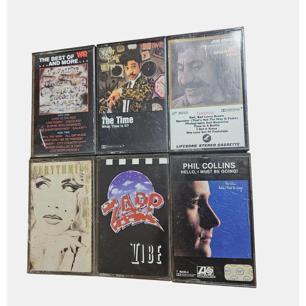 Lot of 6 Rock Pop Jazz Cassette Tapes - Jim Croce Phil Collins Zapp V Eurythmics